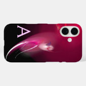 COQUES Case-Mate iPhone OISEAU CLAIR / FUCHSIA ROSE NOIR MONOGRAMME ABSTRA (Verso (horizontal))