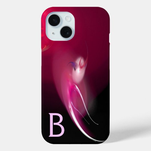 COQUES Case-Mate iPhone OISEAU CLAIR / FUCHSIA ROSE NOIR MONOGRAMME ABSTRA (Verso)