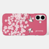 Coques Case-Mate iPhone Oiseau de amour mésange Branche de fleurs de ceris (Verso (horizontal))