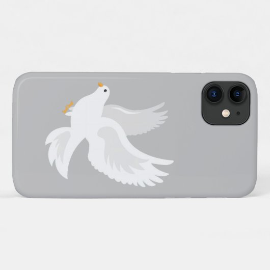 Coques Case-Mate iPhone Oiseau de colombe blanche sur gris (Dos (Horizontal))