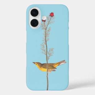 Coques iPhone 16 Oiseau de Paruline à capuchon Audubon sur Fleur ro