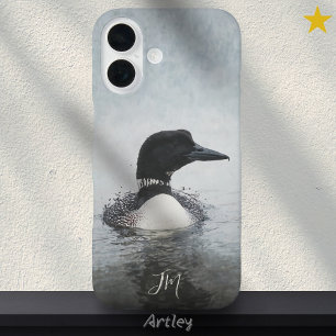 Coques iPhone 16 Oiseau de plongée commun Initiales Nom personnalis