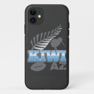 Coque Case-Mate Pour iPhone Oiseau de rugby du KIWI AZ et fougère argentée