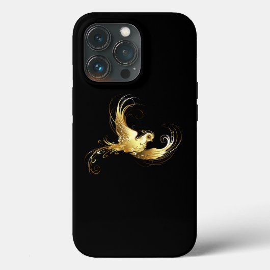 Coques Case-Mate iPhone Oiseau d'or sur Arrière - plan noir (Verso)