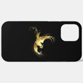 Coques Case-Mate iPhone Oiseau doré sur fond noir (Verso (horizontal))