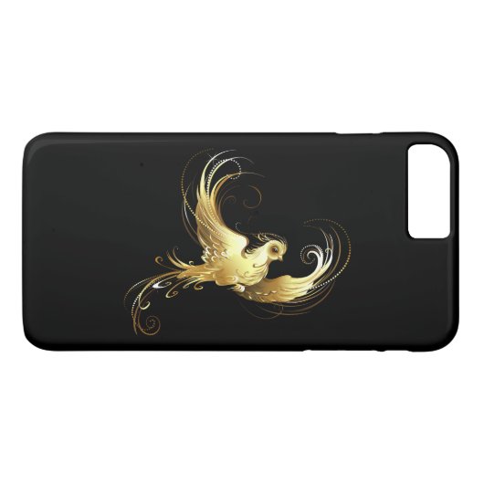 Coques Case-Mate iPhone Oiseau doré sur fond noir (Dos (Horizontal))