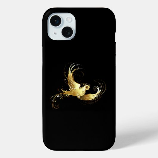 Coques Case-Mate iPhone Oiseau doré sur fond noir (Verso)