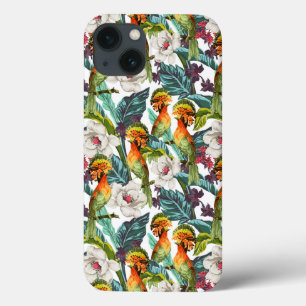 Coques Pour iPhone Oiseau et motif de fleur exotique
