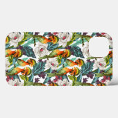 Coques Case-Mate iPhone Oiseau et motif de fleur exotique (Verso (horizontal))