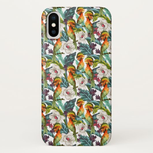 Coques Case-Mate iPhone Oiseau et motif de fleur exotique (Dos)