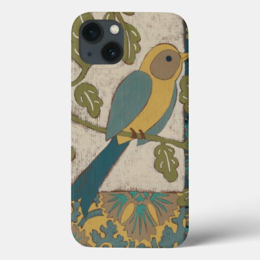 Coques Case-Mate iPhone Oiseau jaune et bleu Turquoise perché sur une bran (Verso)