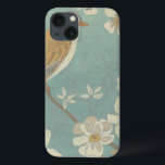 Case-Mate iPhone Case Oiseau jaune, gris et beige perché sur une branche<br><div class="desc">Chariklia Zarris est connue pour ses oeuvres d'art abstraites. Dans ce dessin d'un profil d'oiseau sur un arrière - plan turquoise bleu,  elle saisit la simplicité de l'oiseau. Les fleurs blanches apportent une touche romantique. Customisez votre produit Zazzle préféré en utilisant cette belle image.</div>