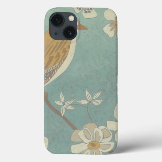 Coques Case-Mate iPhone Oiseau jaune, gris et beige perché sur une branche (Verso)