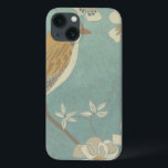 iPhone 13 Coque Oiseau jaune, gris et beige perché sur une branche<br><div class="desc">Chariklia Zarris est connue pour ses oeuvres d'art abstraites. Dans ce dessin d'un profil d'oiseau sur un arrière - plan turquoise bleu,  elle saisit la simplicité de l'oiseau. Les fleurs blanches apportent une touche romantique. Customisez votre produit Zazzle préféré en utilisant cette belle image.</div>