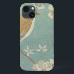 iPhone 13 Coque Oiseau jaune, gris et beige perché sur une branche<br><div class="desc">Chariklia Zarris est connue pour ses oeuvres d'art abstraites. Dans ce dessin d'un profil d'oiseau sur un arrière - plan turquoise bleu,  elle saisit la simplicité de l'oiseau. Les fleurs blanches apportent une touche romantique. Customisez votre produit Zazzle préféré en utilisant cette belle image.</div>