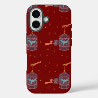 Coques iPhone 16 Oiseau libre Cage à oiseaux | Art folklorique Main