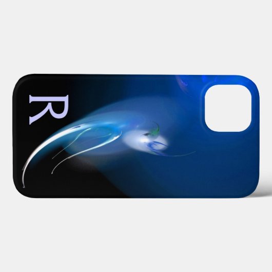 Coques Case-Mate iPhone OISEAU LUMIÈRE EN MONOGRAM BLEU Coque-coque iphone (Verso (horizontal))