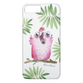 Coques Case-Mate iPhone Oiseau rose mignon avec votre nom (Dos)