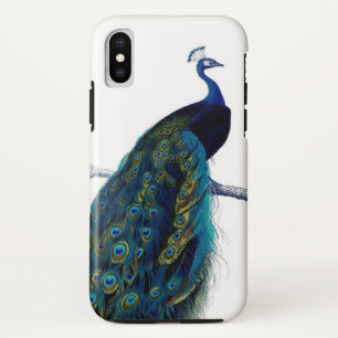 Coques Pour iPhone Oiseau royal coloré élégant bleu vintage de paon