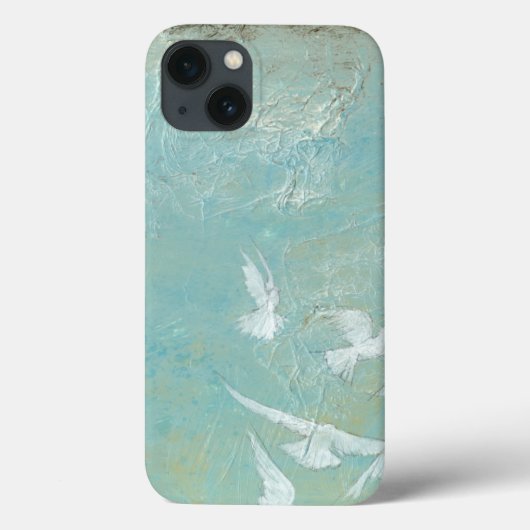 Coques Case-Mate iPhone Oiseaux blancs à travers le ciel bleu (Verso)