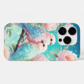 Coques Case-Mate iPhone Oiseaux chanteurs pastel doux avec pivoines (Verso (horizontal))