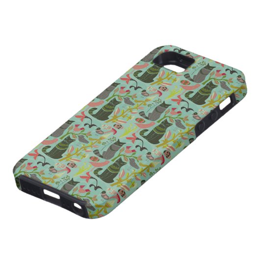 Coques Case-Mate iPhone Oiseaux Chats Et Fleurs Rétro Petit Motif (Bas)