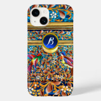 OISEAUX COLORÉS ET ÉPAULES FLORALES MONOGRAMME DE