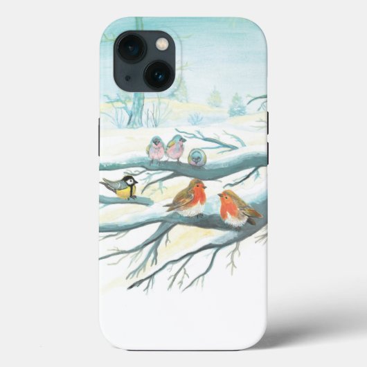 Coques Case-Mate iPhone Oiseaux dans la neige blanche hiver (Verso)