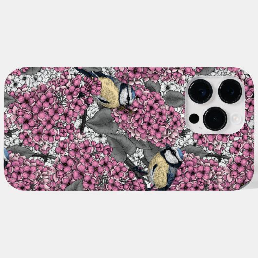 Coques Case-Mate iPhone Oiseaux dans le jardin lilas rose (Verso (horizontal))