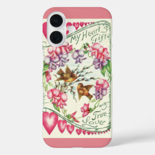 Coques iPhone 16 Oiseaux de l'amour victoriens Saint-Valentin vinta