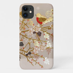 Case-Mate iPhone Case Oiseaux de neige d'hiver de l'or Noël