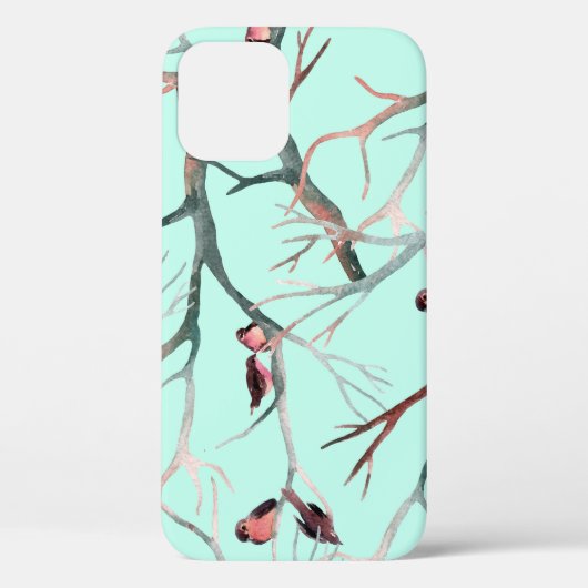 Coques Case-Mate iPhone Oiseaux d'hiver Branches de l'arbre Aquarelle (Verso)