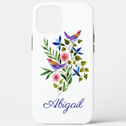 Coques Case-Mate iPhone Oiseaux et fleurs colorés (Verso)