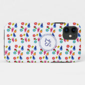 Coques Case-Mate iPhone Oiseaux et fleurs printemps motif blanc (Dos (Horizontal))