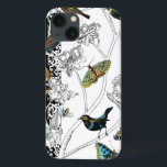 iPhone 13 Coque Oiseaux et papillons sur un Arrière - plan noir et<br><div class="desc">L'artiste Chariklia Zarris est un peintre et designer talentueux. Elle aime peindre des oiseaux et des animaux sauvages et cette photo ne fait pas exception. Les couleurs vives des oiseaux et des papillons sont accentuées par les branches noires et blanches de l'arrière - plan.</div>