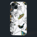 iPhone 13 Coque Oiseaux et papillons sur un Arrière - plan noir et<br><div class="desc">L'artiste Chariklia Zarris est un peintre et designer talentueux. Elle aime peindre des oiseaux et des animaux sauvages et cette photo ne fait pas exception. Les couleurs vives des oiseaux et des papillons sont accentuées par les branches noires et blanches de l'arrière - plan.</div>