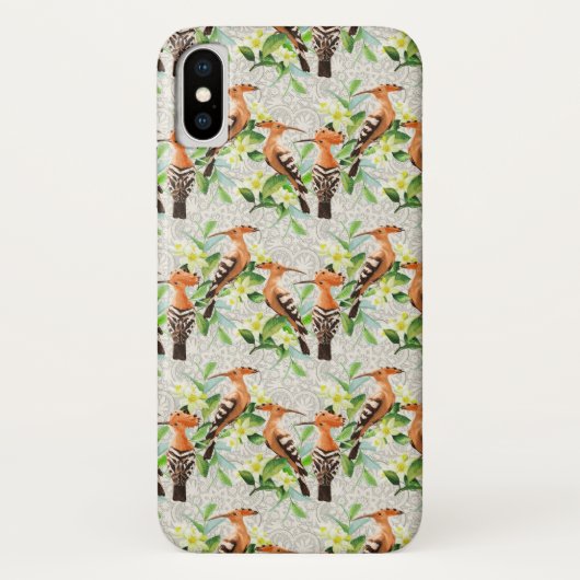 Coques Case-Mate iPhone Oiseaux exotiques sur la dentelle (Dos)
