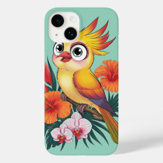 Coque Pour iPhone 14 Oiseaux jaunes adorables avec fleurs