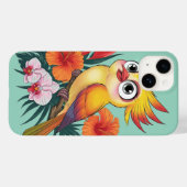 Coques Case-Mate iPhone Oiseaux jaunes adorables avec fleurs (Verso (horizontal))