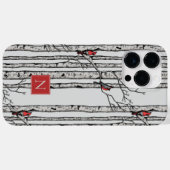 Coques Case-Mate iPhone Oiseaux monogrammes et oiseaux cardinaux rouges (Verso (horizontal))