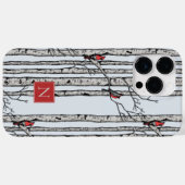 Coques Case-Mate iPhone Oiseaux monogrammes et oiseaux cardinaux rouges (Verso (horizontal))