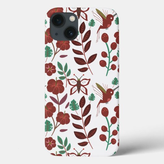 Coques Case-Mate iPhone Oiseaux motifs et papillons floraux sans soudure (Verso)