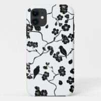 Oiseaux Motifs noirs et blancs sur les fleurs de c