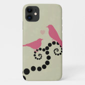 Coques Case-Mate iPhone Oiseaux Roses, Oiseaux Sur L'Arbre, Points, Coeurs (Dos)