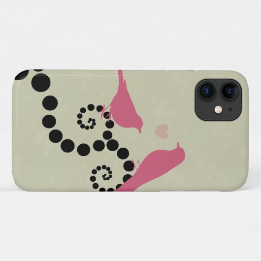 Coques Case-Mate iPhone Oiseaux Roses, Oiseaux Sur L'Arbre, Points, Coeurs (Dos (Horizontal))