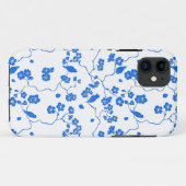 Coques Case-Mate iPhone Oiseaux sur Impression Bleue de Cerisiers en Fleur (Dos (Horizontal))