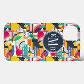 Coques Case-Mate iPhone Oiseaux tropicaux géométriques | Monogramme (Verso (horizontal))