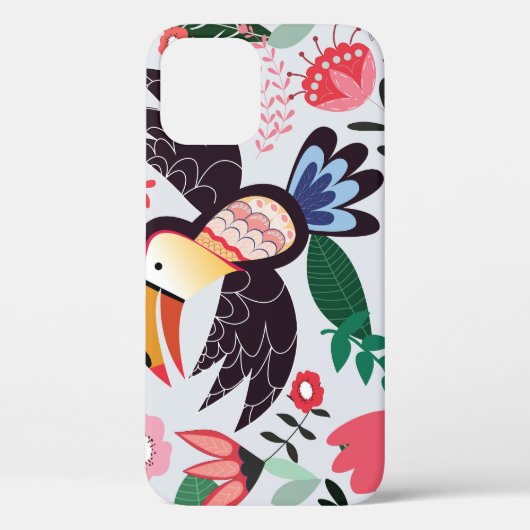 Coques Case-Mate iPhone Oiseaux tropicaux, motif de gribouillis à fleurs. (Verso)