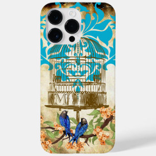 Coque Pour Pour iPhone 14 Pro Max Oiseaux Vintage Cage à oiseaux Fleur de cerisier D