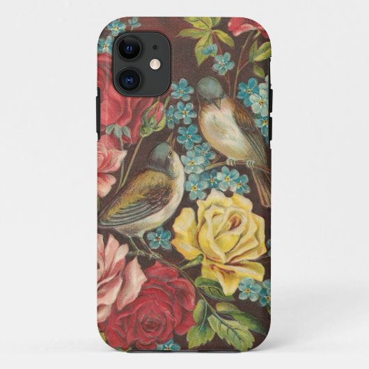 Coques Case-Mate iPhone Oiseaux vintages et fleurs (Dos)